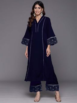 Varanga - Navy Blue Embroidered Kurta and Palazzo