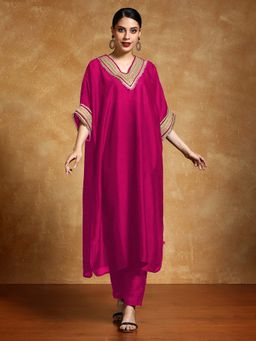 Varanga - Pink Solid Kaftan Kurta and Pant