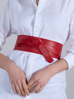 Twenty Dresses by Nykaa Fashion - Red Solid Knot Detail Broad Waist Belt