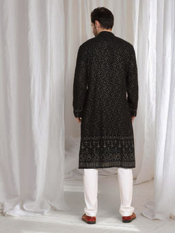 Aham-Vayam - Black Mehfil Embroidered Kurta