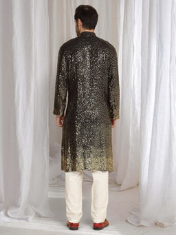 Aham-Vayam - Sequin Ombre Embroidered Kurta With Dupatta