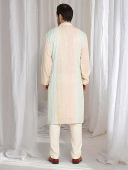 Aham-Vayam - Ambar Ombre Embroidered Kurta With Dupatta