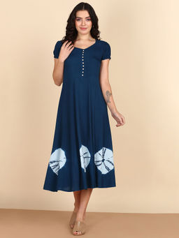 Maaesa - Navy Blue Rayon Staple Dress