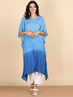 Maaesa - Blue Ombre Crepe Kaftan Kurta