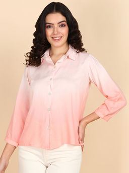 Maaesa - Pink Ombre Rayon Staple Collar Shirt