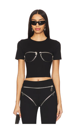 AREA - Zipper Bustier Cup T-Shirt