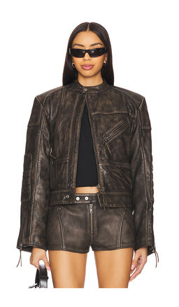 h:ours - Lavinia Leather Racer Jacket