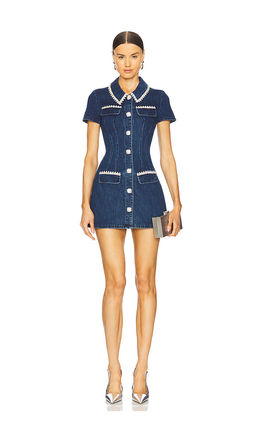 self-portrait - Denim Collared Mini Dress
