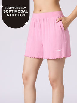 Nykd by Nykaa - Sumptuously Soft Modal Pointelle Textured Shorts Nys924 Pink