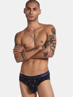 U.S. POLO ASSN. - Black I111 Mid-waist Print Cotton Spandex Brief Black