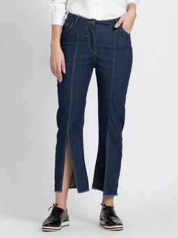 SHAYE - Mid-Rise Blue Solid Casual Jeans for Women