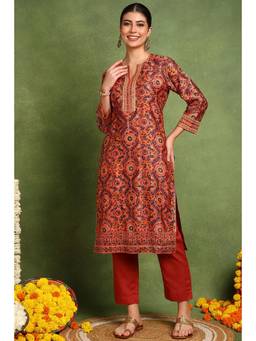 TAHILIYA - Rust Chanderi Silk Kurta