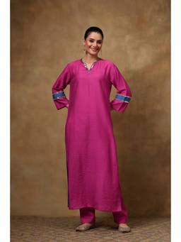TAHILIYA - Pink Cotton Silk Straight Sequins Kurta