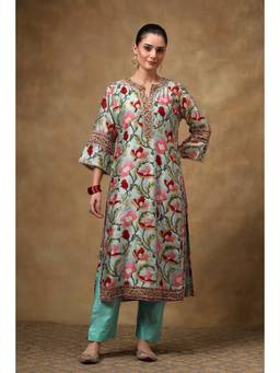 TAHILIYA - Blue Chanderi Silk Straight Kurta