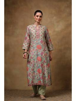 TAHILIYA - Green Chanderi Silk Straight Kurta