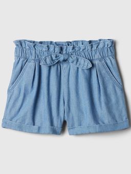GAP - Girls' Paperbag Waist Mid-Rise Denim Shorts