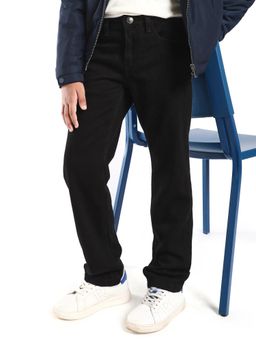 RARE ONES - Kids Enim-K Black Cotton Button Closure Plain Regular Fit Jeans
