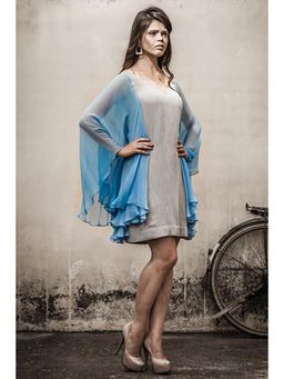 CHHAYA MEHROTRA - Grey Chiffon Flared Sleeve Tunic
