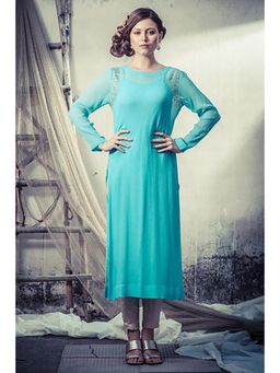 CHHAYA MEHROTRA - Blue Chiffon Long Tunic
