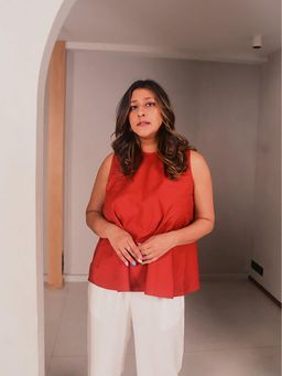 WHY SO BLUE - Everyday Solid/Plain Red Women Top