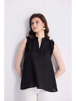Reistor - Sleeveless Hemp with Ruffles In Black Top