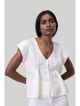 Reistor - Deep V-Neck In Off-White Top