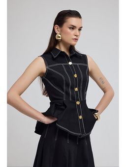 ZABELLA - Seoul Black Denim Peplum Top