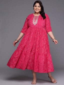A plus by Ahalyaa - Plus Size Printed Fit & Flare Maxi Ethnic Dress
