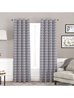 At Home by Nilkamal - Arias Luxuria Jacquard Geometric Long Door Curtains Grey (Set of 2)