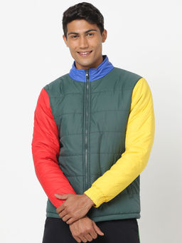 Bewakoof - Men's Multicolor Color Block Puffer Jacket