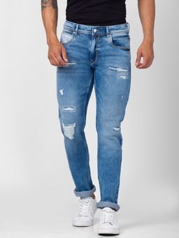 Spykar - Light Blue Mid Rise Regular Fit Jeans