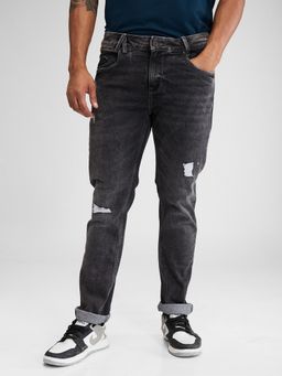 Spykar - Black Slim Fit Mid Rise Jeans for Men