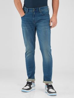 Spykar - Blue Skinny Slim Fit Mid Rise Jeans for Men