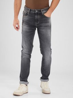 Spykar - Black Slim Fit Mid Rise Jeans for Men