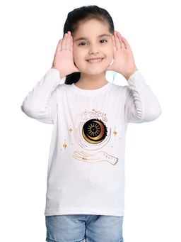 Nusyl - Girl White Printed Full Sleeves T-Shirt