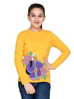 Nusyl - Girl Yellow Graphic Printed Full Sleeves T-shirt