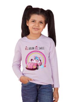 Nusyl - Girl Lavender Printed Full Sleeves T-shirt