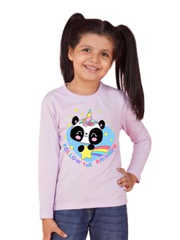 Nusyl - Girl White Unicorn Panda Printed Full Sleeves T-shirt