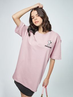 The Souled Store - Official Peanuts Peach Chillin Boyfriend T-shirt