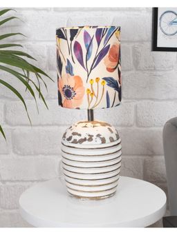 Homesake - Table Lamp Wooden Ribbed Basket Flower Garden