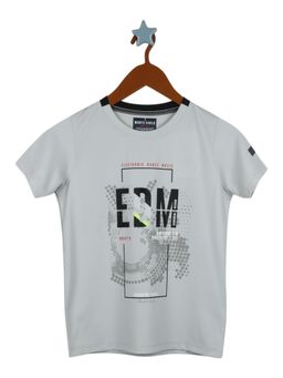 Monte Carlo - Boys Cotton Blend Printed Grey T-Shirt