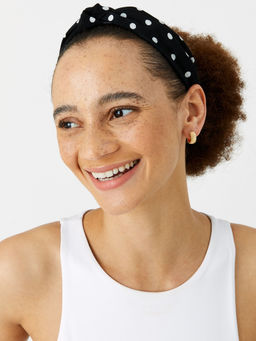 Accessorize London - Womens White Polka Dot Knot Alice Band