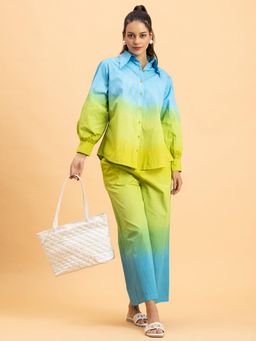 Lounge Dreams - Blue and Green Pure Cotton Tye & Dye Co-Ord (Set of 2)