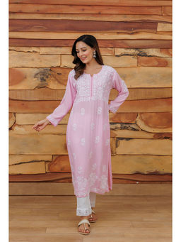 RANGREZA ETHNIC - Pink Lolita Chikankari Modal Kurta