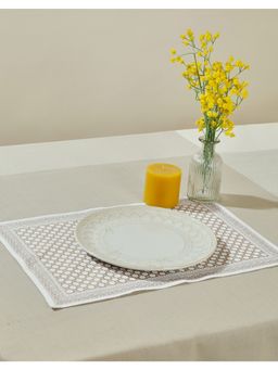 Fabindia - White Dhaani Cotton Printed Mat Set of 6