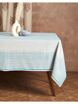 Fabindia - Blue Advika Cotton Printed Table Cover (6 Seater)