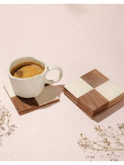 Fabindia - White Rasoi Wood & Resin Coaster Set of 4