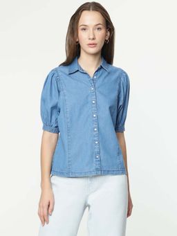 Marks & Spencer - Cotton Rich Plain Spread Collar Shirt