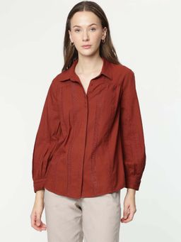 Marks & Spencer - Cotton Rich Embroidery Spread Collar Shirt