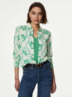 Marks & Spencer - Green Printed Collared Shirt
